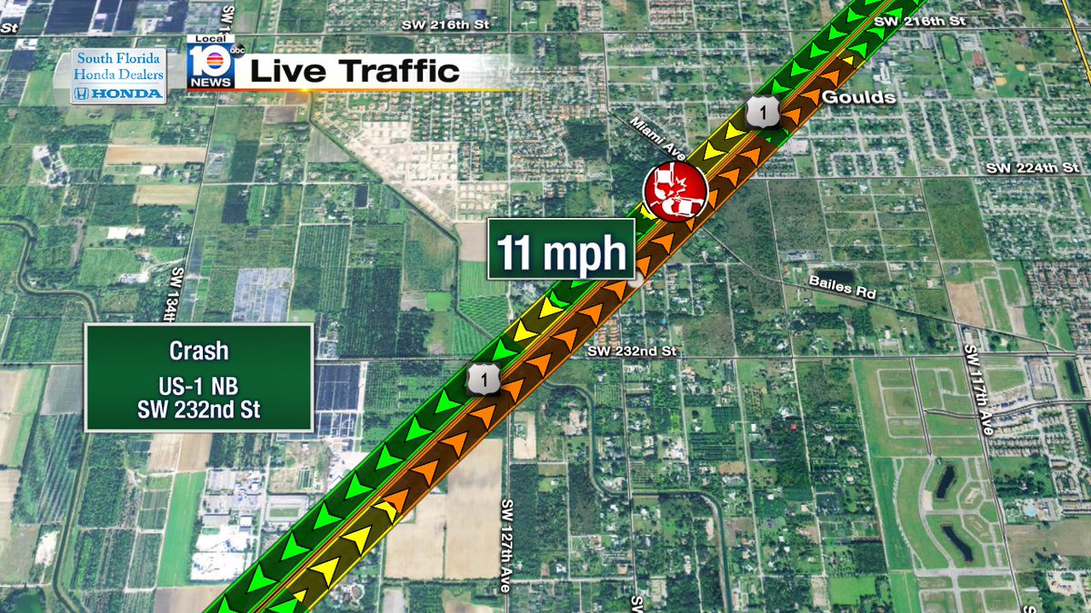 Crash on US-1 NB at SW 232nd St #traffic https://t.co/kCKbT2GkE6