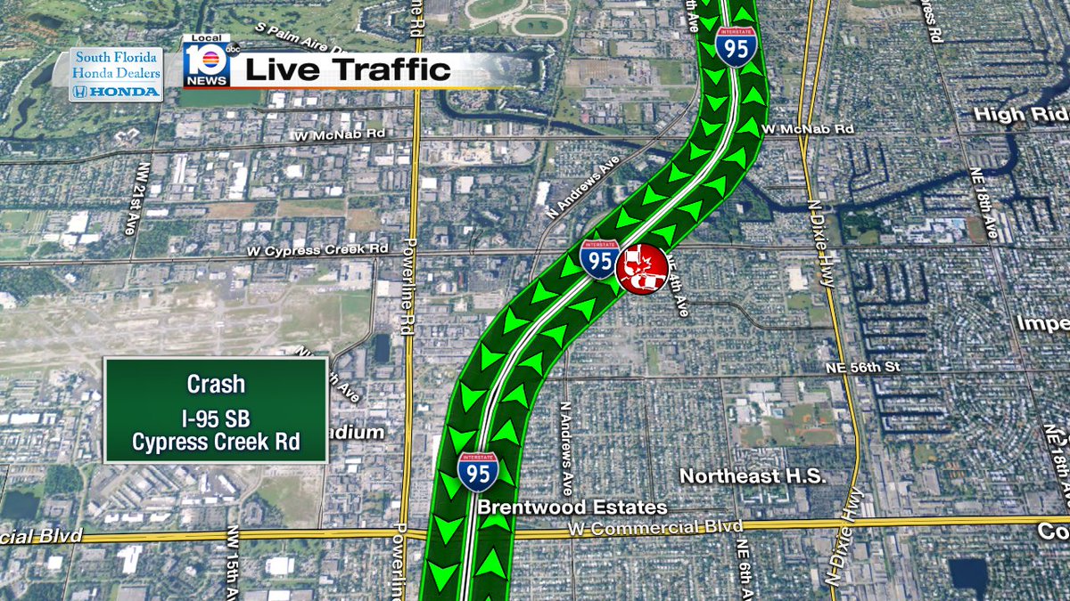 Crash on I-95 SB at Cypress Creek Rd #traffic https://t.co/j4gkj0GOzP