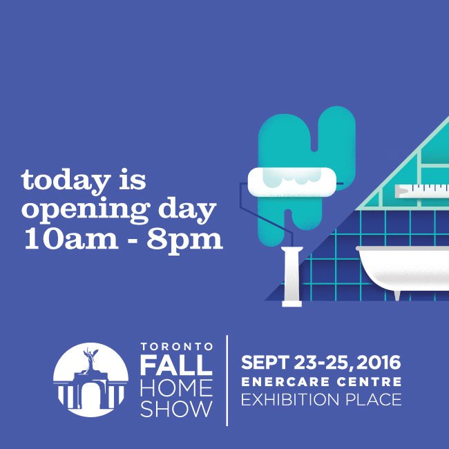 HomeShowsTO's tweet photo. It's opening day at #FallHomeShowTO! Can't wait to see you soon! We're open from 10am - 8pm. https://t.co/FCSpKqcmnJ https://t.co/Va9F5ZzkLG