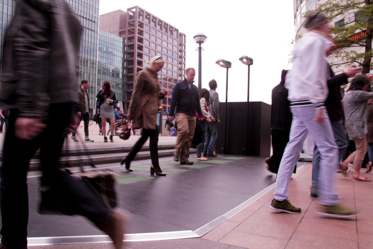 Pavegen's tweet photo. @DirectLine_UK Let's take it a 'step' further & turn the walking into ENERGY with our kinetic floor! #directlane #directenergy @RalucaEfford https://t.co/4wZUIvPSEq