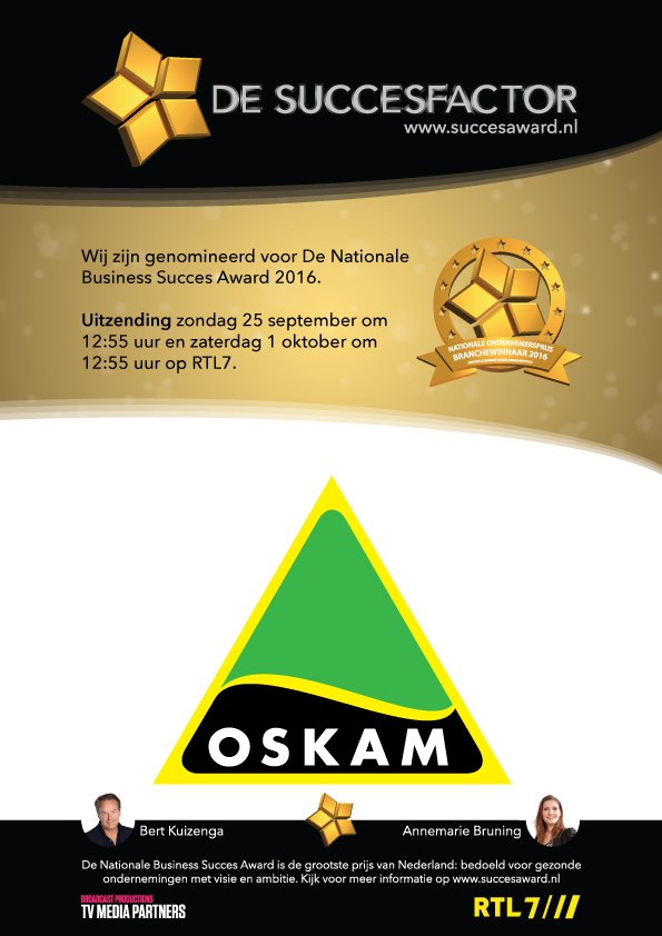 OskamGroep's tweet photo. @OskamGroep zondag 25 september om 12:55 uur in #DeSuccesfactor op #RTL7 @OskamGroep, als #Beste #Sloopbedrijf van Nederland 2016 https://t.co/QsIozqUSzo