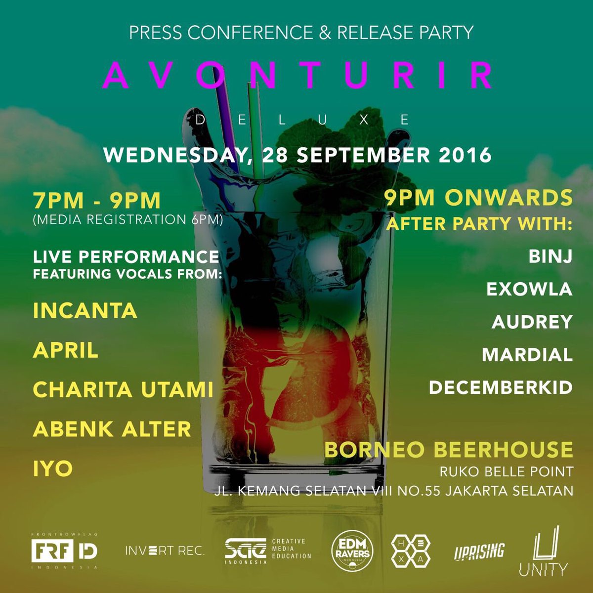 #FRFEVENT Wed, Sept 28th at <a href="/borneobeerhouse/">B</a> Kemang

AVONTURIR Deluxe Album launching and after party!