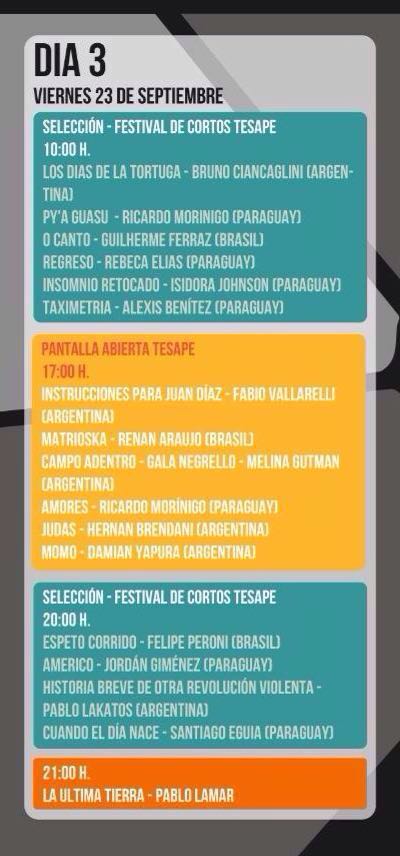 tesapepy's tweet photo. Programación del día 😉 hoy vemos La última tierra de Pablo Lamar con entrada libre y gratuita. #NosConectamos https://t.co/L0GHafSOu9