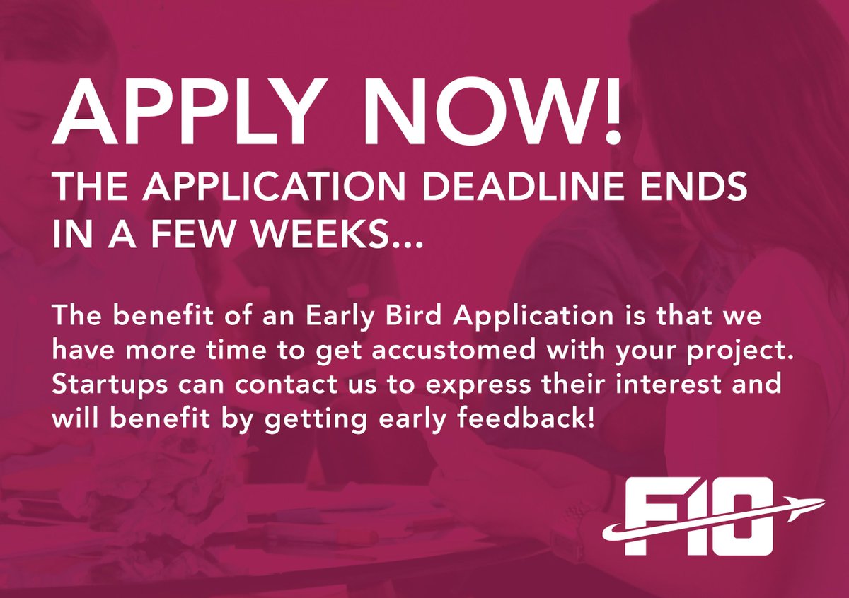 tenity_global's tweet photo. APPLY NOW! The #Application deadline ends in a few weeks... #F10 #Startup #FinTech #Program #Incubator #Accelerator https://t.co/mWnS3jwXlT