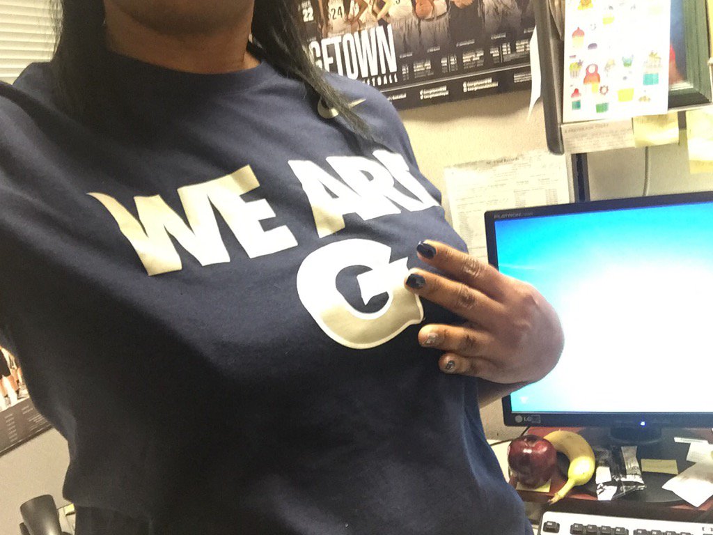 Jahfan01's tweet photo. My Friday work gear is on point! #4 #Gtown https://t.co/4LAuKm5F3D