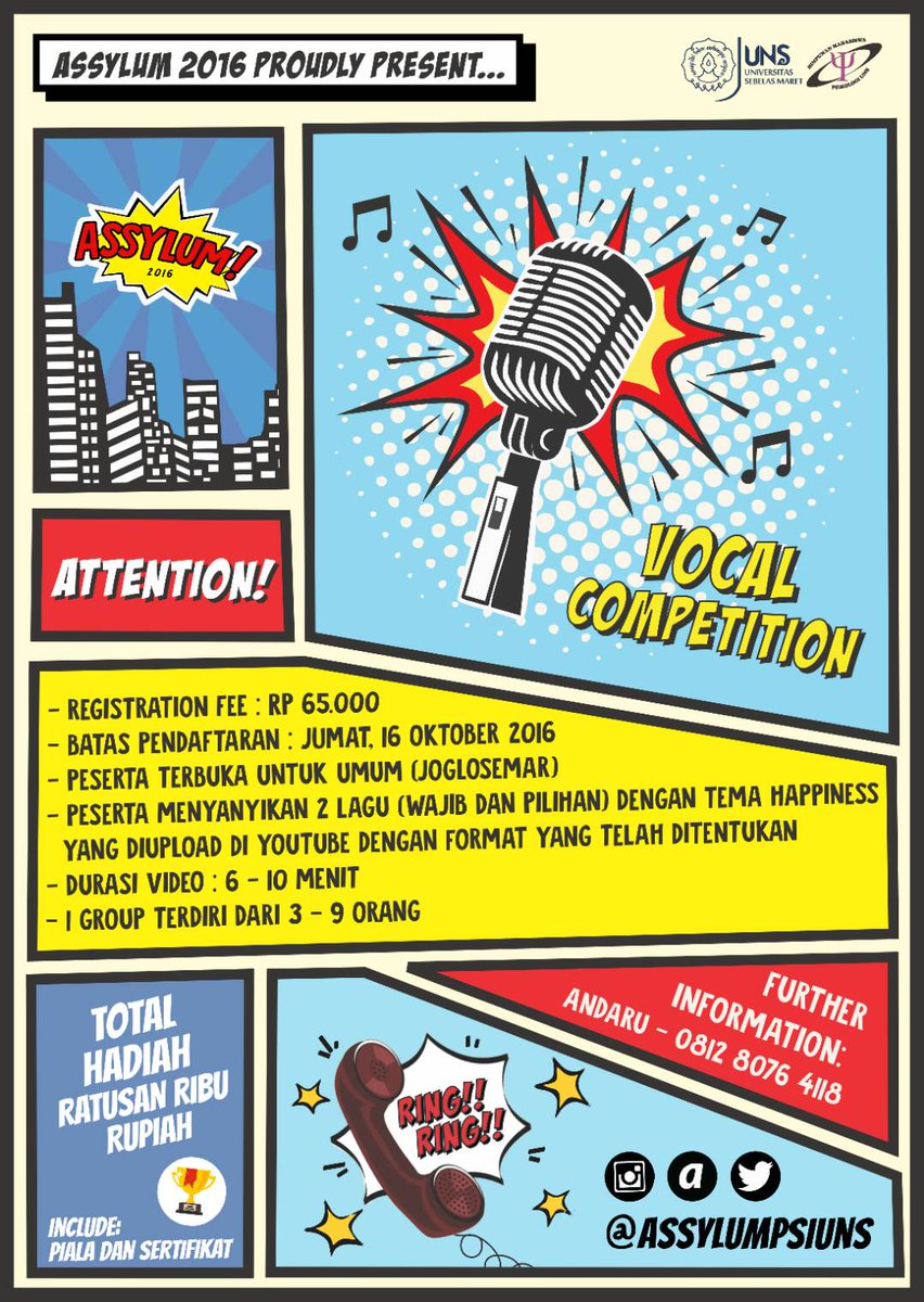 Dimulai dari lomba vokal.. Cek the information below... ask contact person for more information