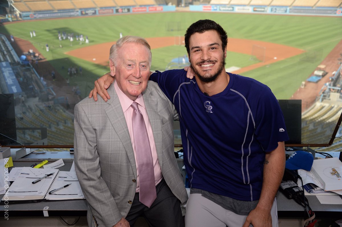 Rockies's tweet photo. Yesterday the #Rockies honored Vin Scully with a piece of #CoorsField. https://t.co/ghj4Zf9sV9