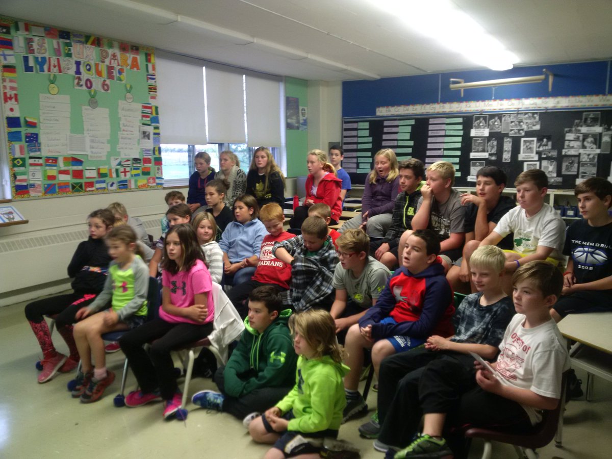 Students at Sacred Heart W.I Facetime with Paralympic cyclist <a href="/TristenChernove/">Tristen Chernove</a>. They were eager ask questions about his experience in #Rio.