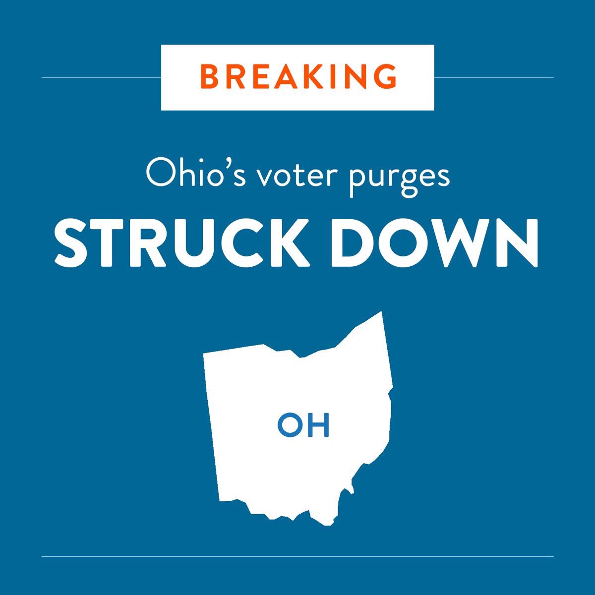 PC_Democracy's tweet photo. BREAKING: 6th Circuit rules #Ohio's voter purge - which disproportionately impacts #POC - is unconstitutional. Huge win for #votingrights. https://t.co/DYVmfMSOXH