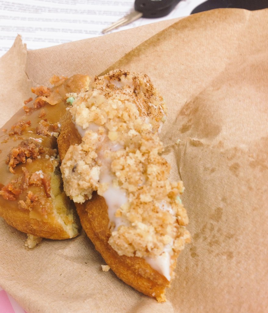 tiffanytruitt's tweet photo. In a new position in a new school, it's the little things...like your IL making sure you get a doughnut. #flyhighfri #yesthatsbacon https://t.co/Z5wIXcKaOH