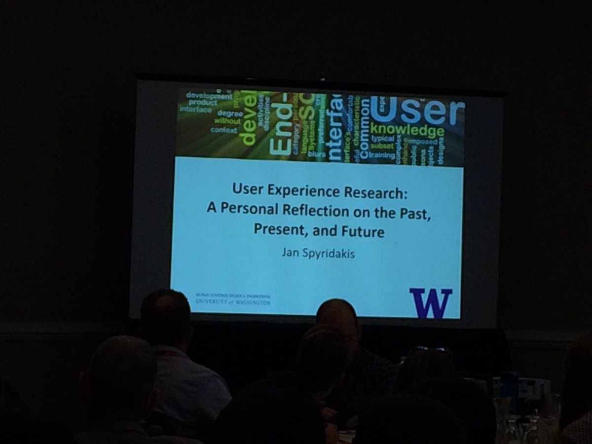 MikeRTrice's tweet image. Rigo Award winner, Jan Spyridakis, discussing the future and past lessons of user experience research. #sigdoc16