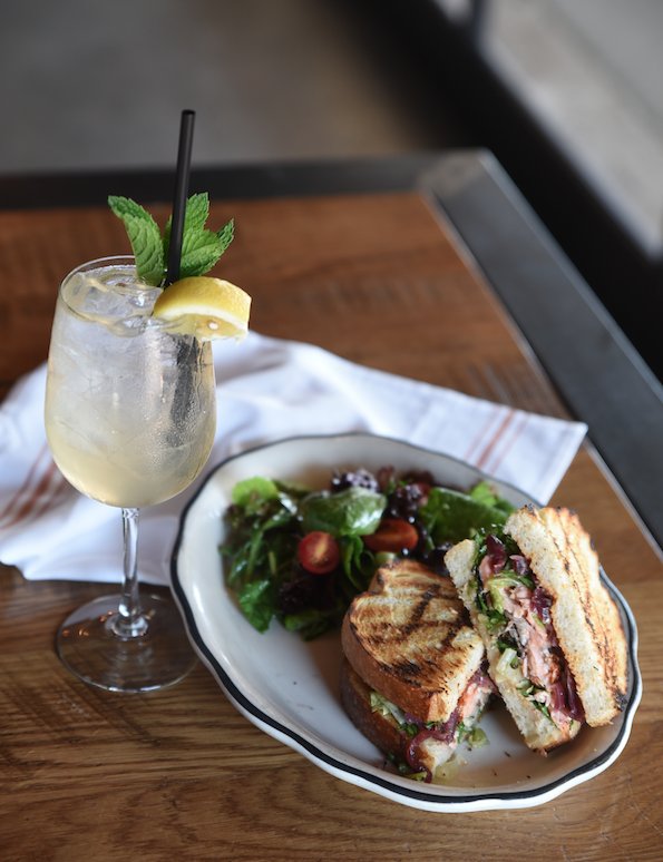 The Salmon Not-So-Burger &amp; the White Sangria are the perfect pairing for your Friday lunch.