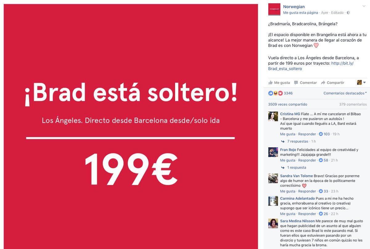 workingmarks's tweet photo. #marketing Esta aerolínea ofrece vuelos baratos para ir a conquistar a Brad Pitt https://t.co/D5RKPHTVCN https://t.co/kkZUsLnMWH