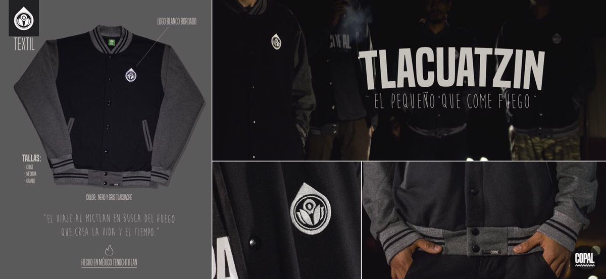 CopalPatinetas's tweet photo. "El viaje al Mictlan en busca del fuego que crea la vida y el tiempo." #CopalTextil presenta la nueva chamarra #Tlacuatzin. https://t.co/sl2lyxLCJY