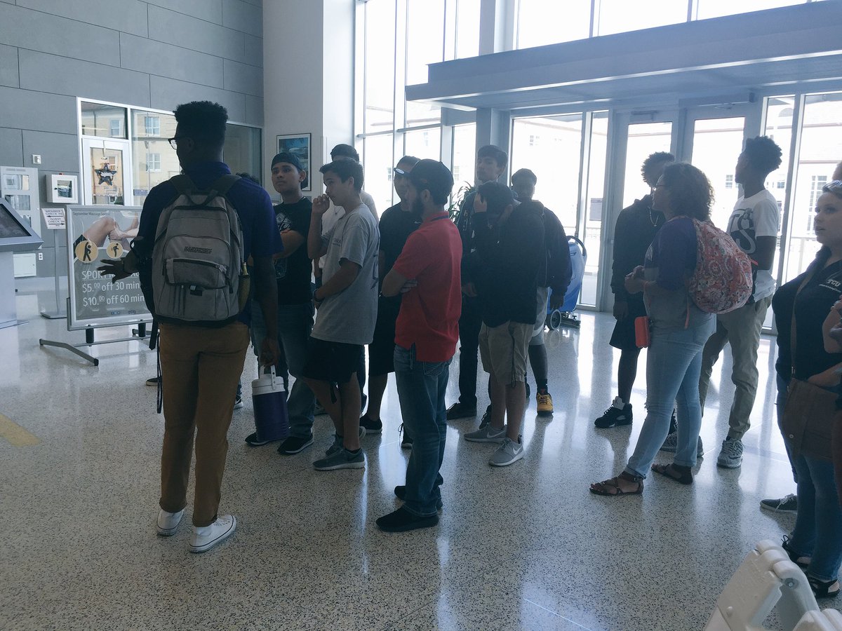 TCU_csfad's tweet photo. We just started our campus tour! We are currently viewing resources  for student's wellness at the Rec center. https://t.co/PUuYX4x9JF
