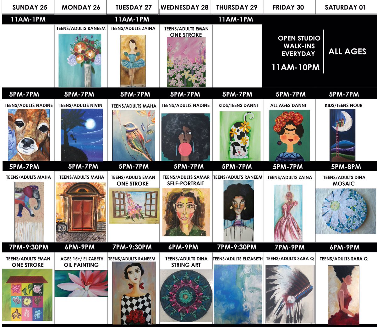 Artspaceq8's tweet photo. This coming week's schedule! https://t.co/XRfY9AIXBq