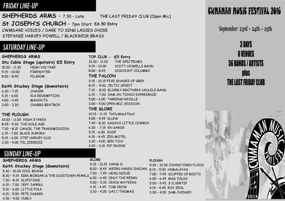 .<a href="/CwmFest/">Cwm Fest</a> starts tonight! We'll be sharing the stage with <a href="/officialhang11/">Hang11</a> at The Globe on Sunday! See you soon _|:-)