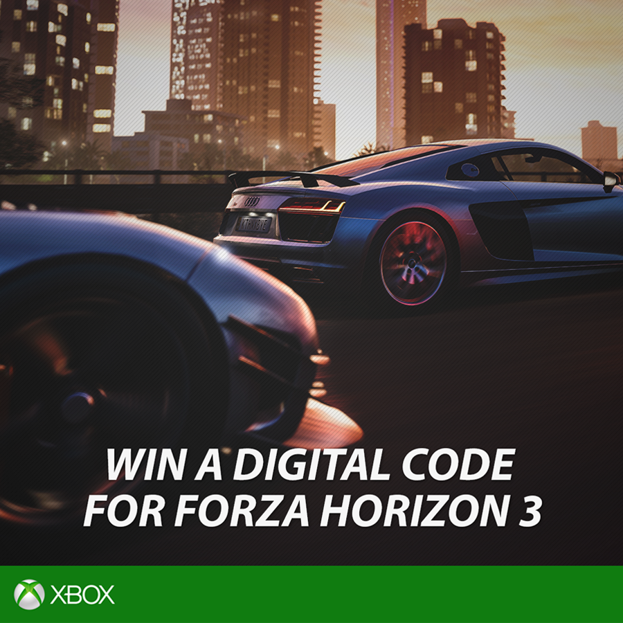 XBOX_IE's tweet photo. We're giving away a digital code for #ForzaHorizon3 to celebrate the game launch this Tuesday. RT for your chance to win. (1/2) https://t.co/j2GalsOrNV