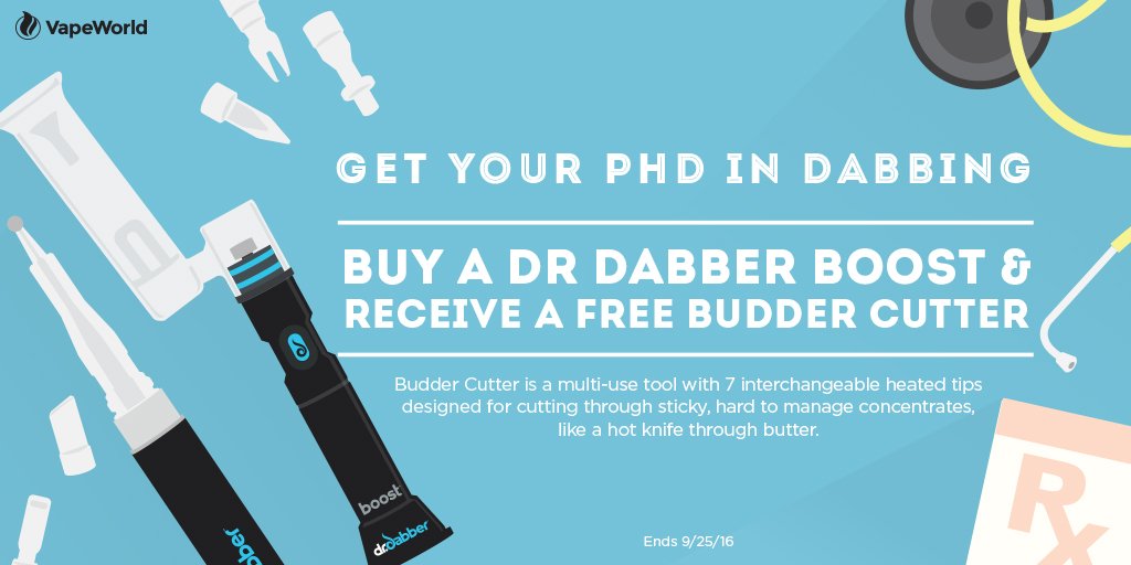vapordot's tweet photo. Just a few days left! Buy a @DrDabber #Boost and get a #FREE #BudderCutter! Visit: https://t.co/RjNaZdjhip https://t.co/wP6wqbgdhw