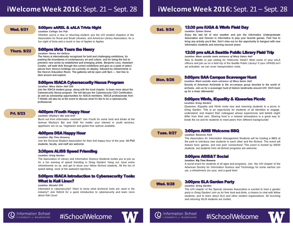 Istudent Services On Twitter The Updated Iwelcome Week Calendar