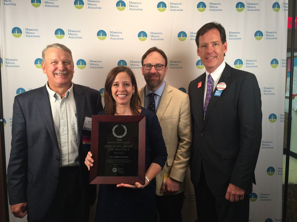 MelisaFranzen's tweet photo. Thx @mnmed for the James Sova Award for advocacy. #FixPANow #PutPatientsFirst #priorauthorizationreform #mnleg https://t.co/gNTZdS2rcP