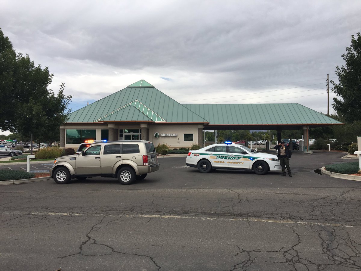 Man in custody after attempting to rob the Alpine Bank in Clifton via passing a note demanding money through the drive-through. No one hurt.