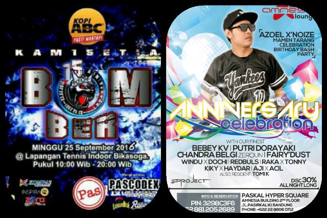 Tomorrow 25sept16 Anniversary BOMBER PERSIB (at bikasoga) &amp; with me (Amnesia)<a href="/BandungEvent_/">Bandung Event</a>  @AMNESIA_BANDUNG