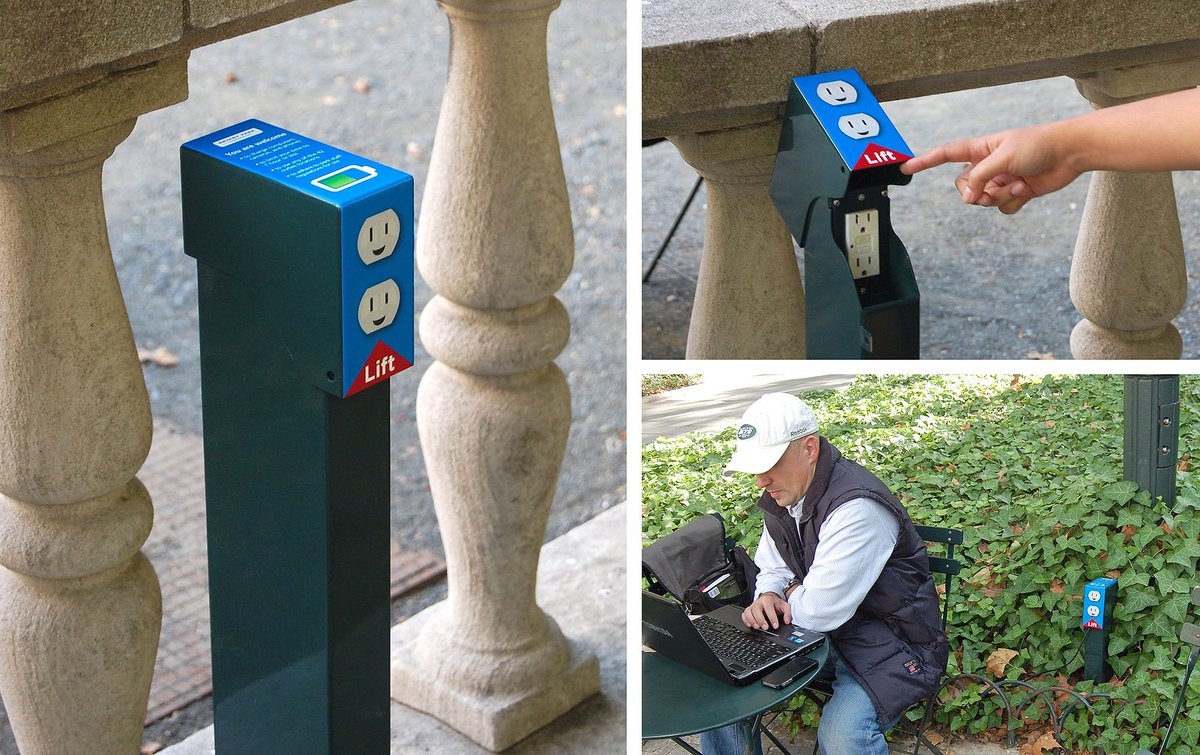 ignacio_id's tweet image. 20 wired #chargingstations provide a useful function and increase dwell time @bryantparknyc #publicspacedesign #streetfurniture #workoutside