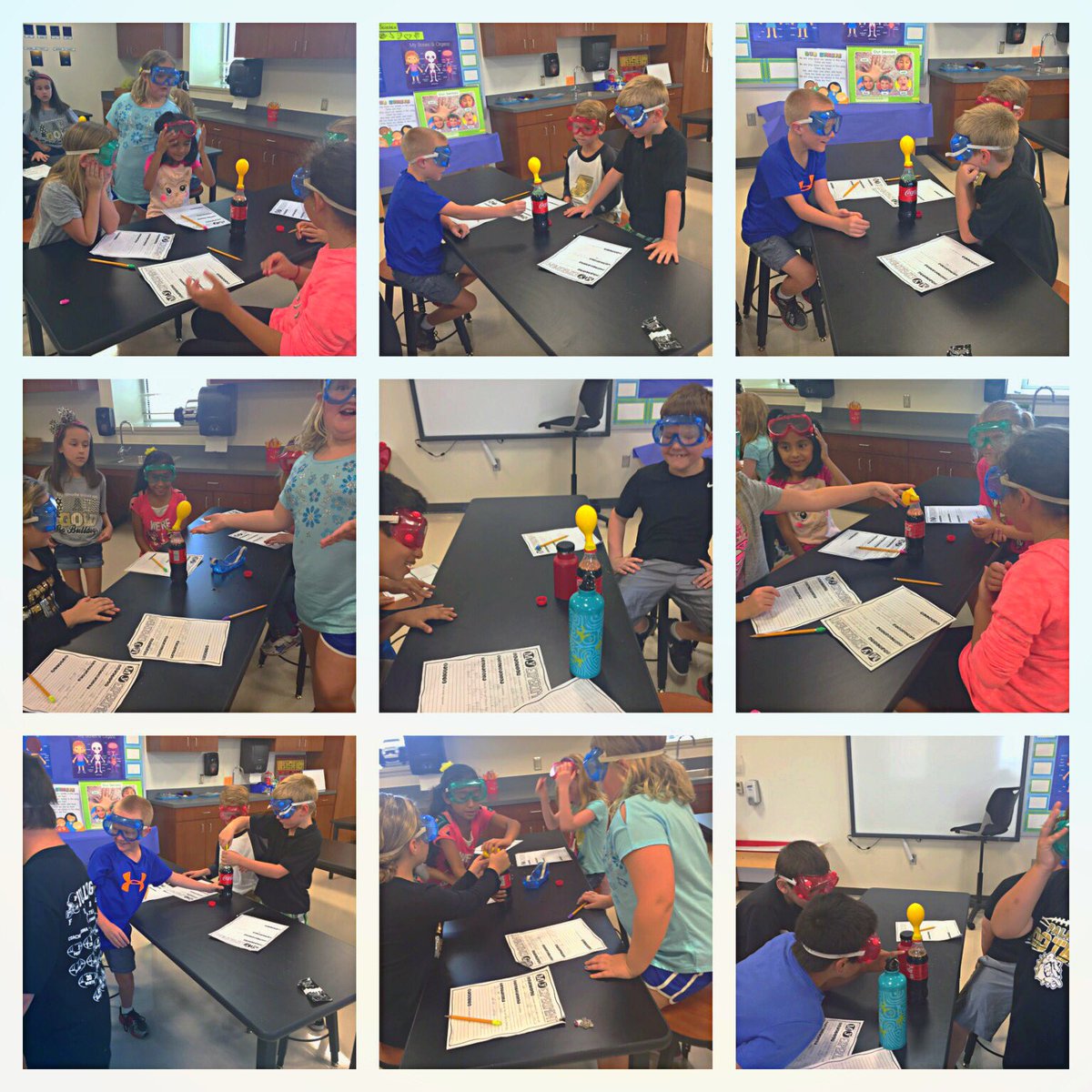 JHoweth's tweet image. Working on scientific process blowing up a 🎈 with pop rocks and soda!! #PES_Pride