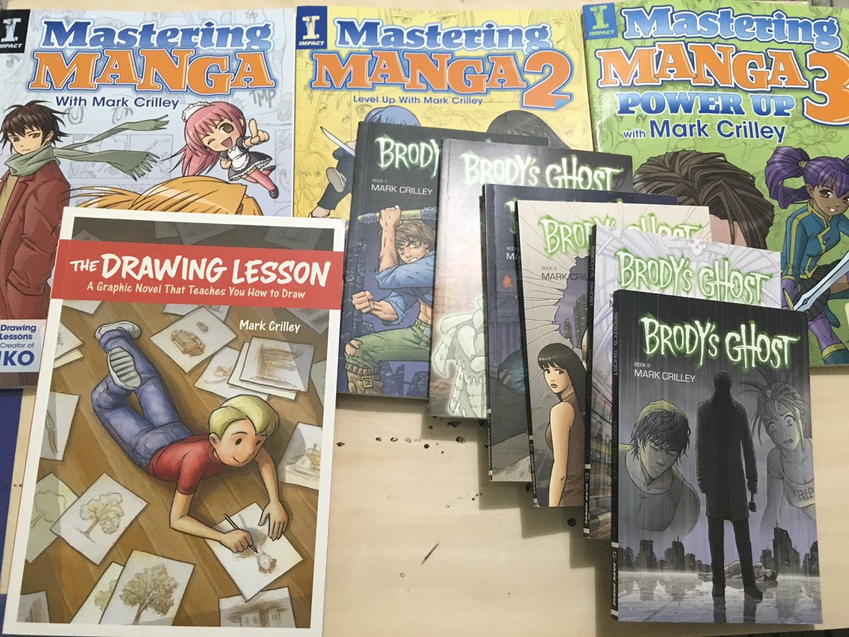 SigBrigham's tweet image. My @markcrilley collection 😁 #MasteringManga3 arrived today 😁 #morehomework 😜 #MarkCrilley