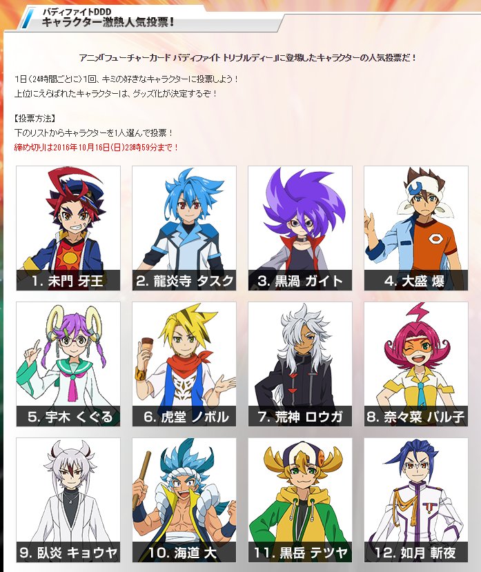 バディファイト R バディファイトddd キャラクター激熱人気投票 開催 レッツバーディ バディファイトまとめサイト