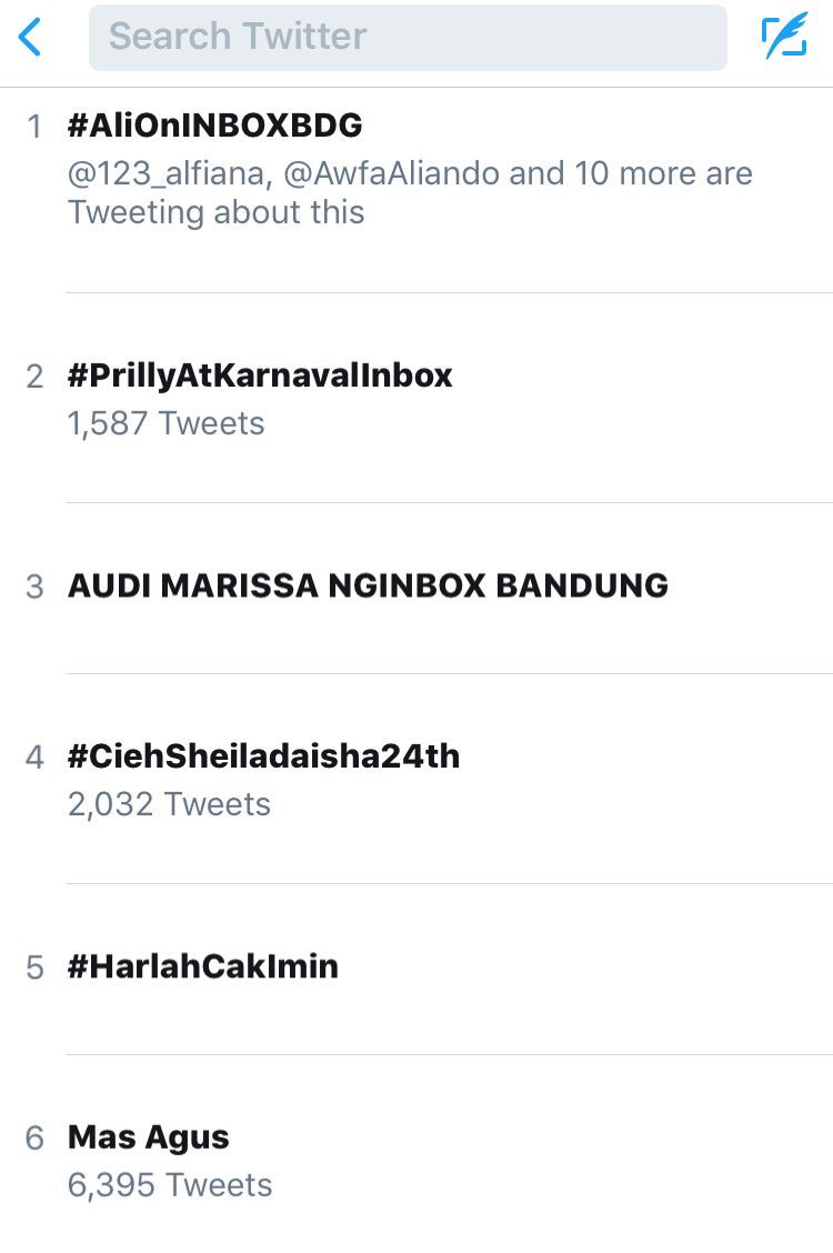 Alicious_AMC's tweet photo. Yeay Trending No 1 
Keep using hastag #AliOnINBOXBDG 🙌 🙌 https://t.co/tQ7qJO7TPS