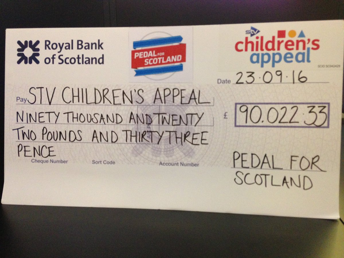 PedalScotland's tweet photo. Thanks to everyone involved in #pfs2016 for raising £90,022.33 for our official charity partner & a great cause @STVAppeal. https://t.co/8UK0YiCjUI