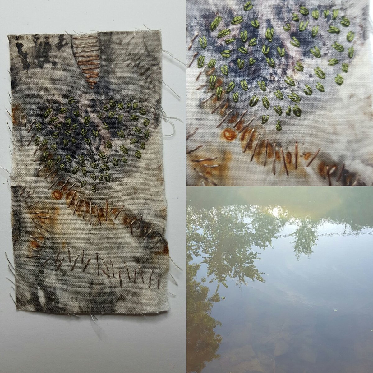 MichMixedMedia's tweet image. Day 61 - 23.09.2016 - Watching Water Reflections on the River Frome, Eastville Park. #365dayshandsew #textileart #fibreart #slowstitch