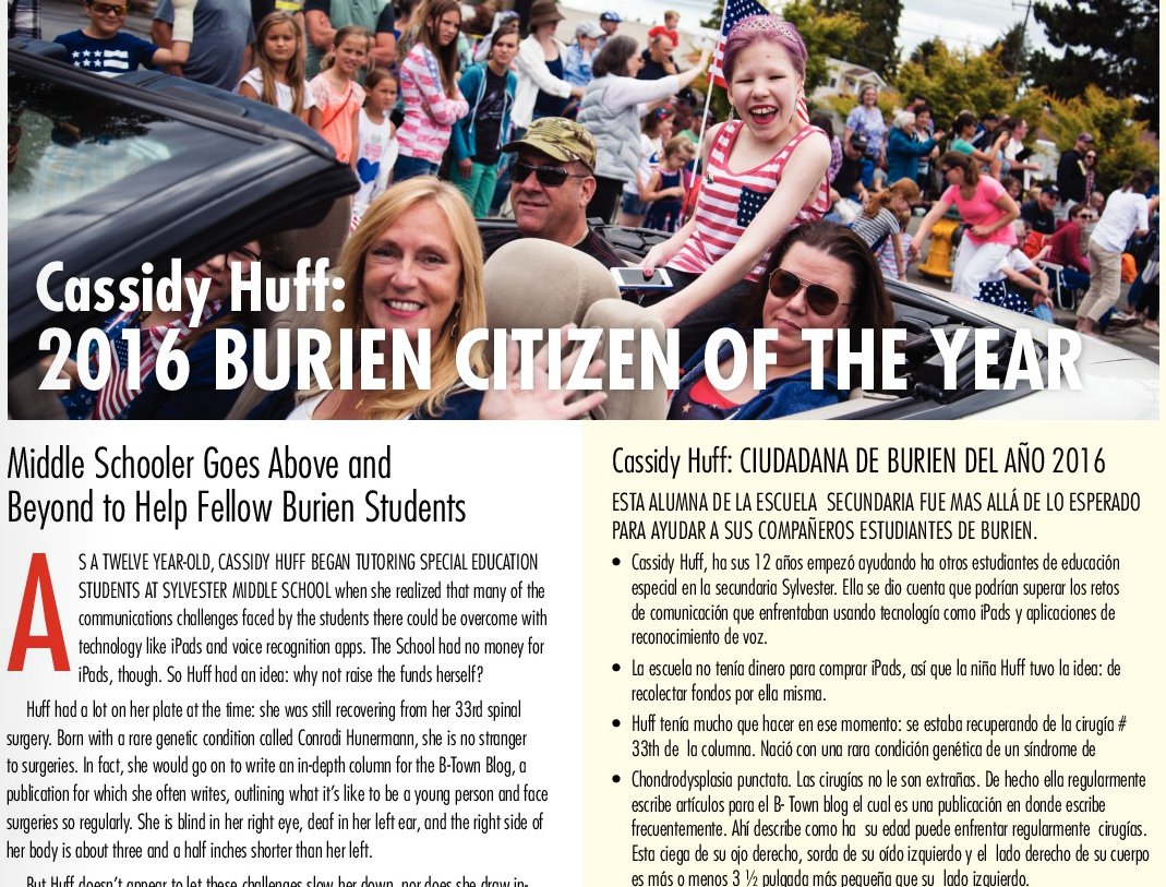 Burien's tweet photo. #BurienMagazine today featuring Cassidy Huff! Learn about the 2016 Burien Citizen of the Year right here! https://t.co/XjTEUIRG0E https://t.co/KJ3OdSUYYh