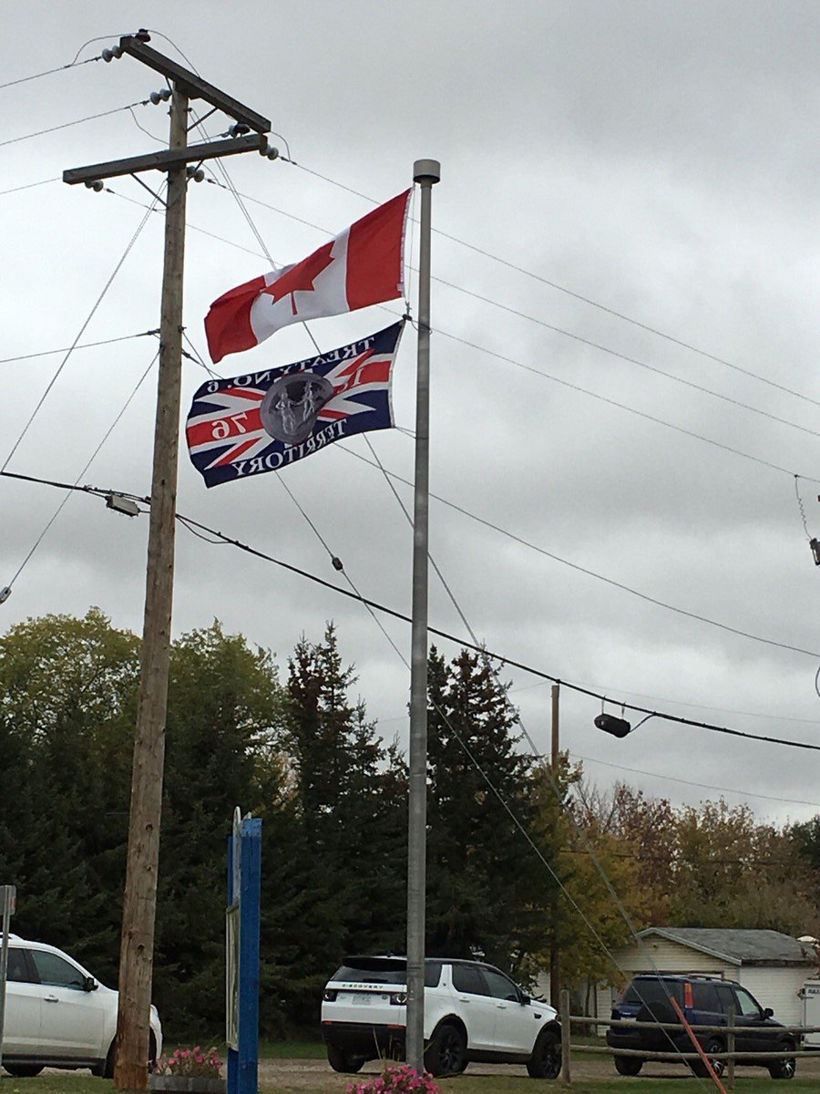MarshallNWSD's tweet photo. @MarshallNWSD flying flags with pride. Sept 30 is Orange Shirt Day. Raise awareness about residential schools. #everychildmatters https://t.co/VRbPwtiaWL