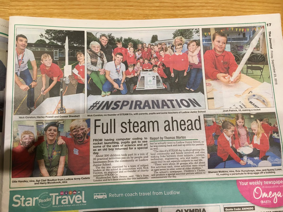 ST3AMCo's tweet photo. #FF everyone in the Ludlow Junior School community for an amazing STEAM Co Day. Great write up in the paper. #SCOLDW https://t.co/ypAVeFMQsd