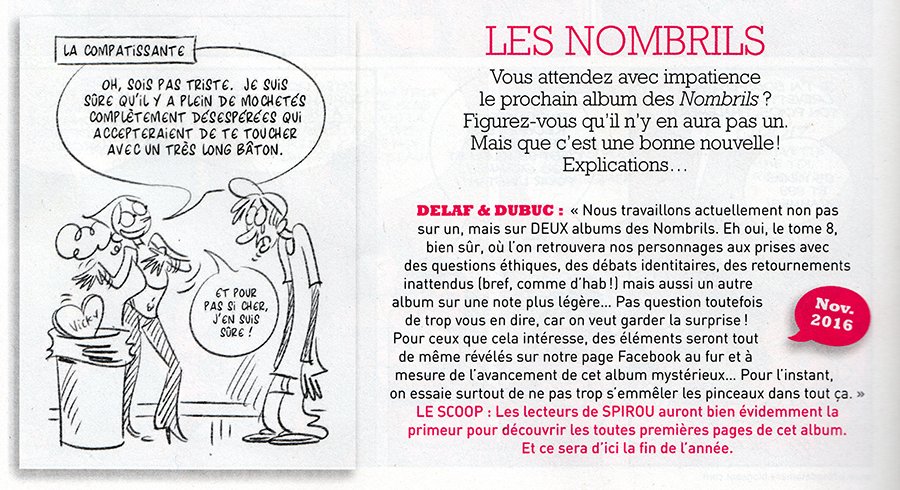 Vous voulez des nouvelles du tome 8 ? Jetez un œil au nouvel article sur le blog -> lesnombrils.com/blog.php