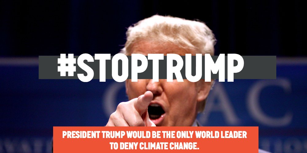 ailanthushouse's tweet photo. As a climate denying racist, @realDonaldTrump poses a unique threat to our climate. Vote to #StopTrump. #Debates https://t.co/uPlzesLR7p