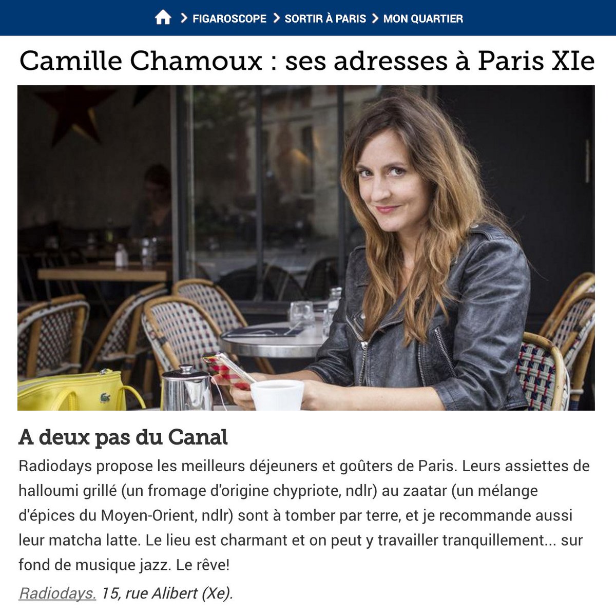 Radiodays fait partie des adresses de <a href="/camillechamoux/">camille chamoux</a> dans le <a href="/Figaroscope/">Figaroscope</a> ☕️☀️Merci ! #coffeeshop #canalsaintmartin
bit.ly/2cFfYju