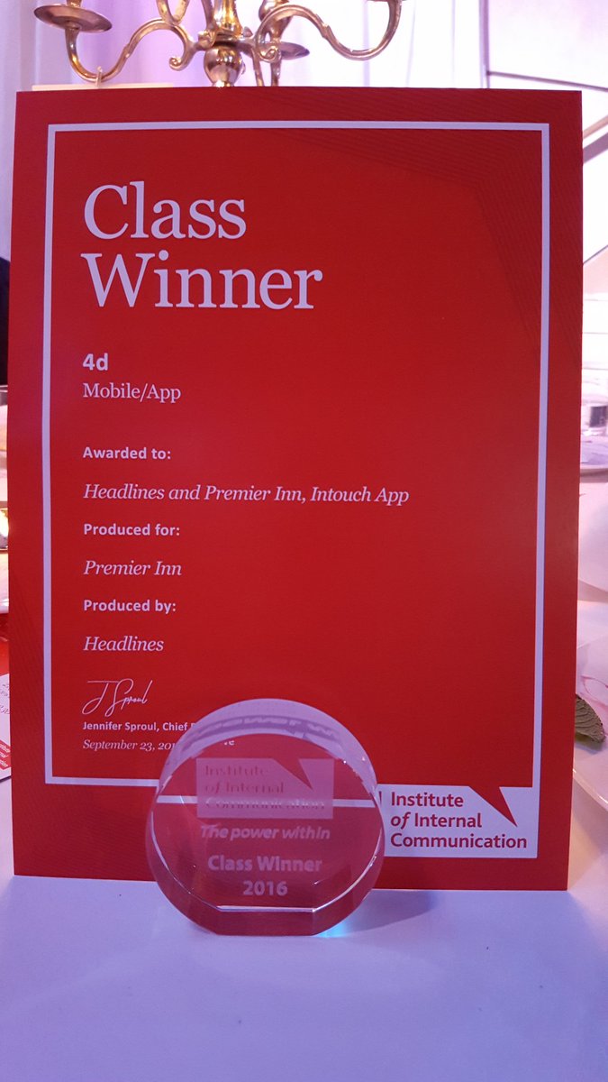 placemadebyyou's tweet photo. Delighted to announce that InTouch is officially this year's best Mobile/App! Thank you @HeadlinesComms #ioicawards #wehaveanawardwinningapp https://t.co/tvs7UfJa3T