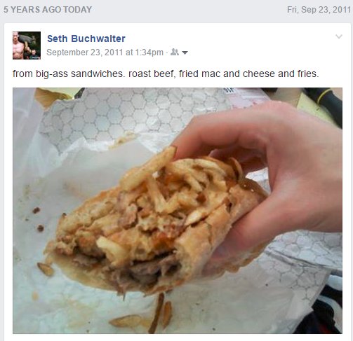 sethbuck12's tweet photo. A fond memory, indeed. 5yrs to the day of my first @bigasssandwich. #gonetoosoon #Putitinyourmouth #RIPBAS https://t.co/E4yi6u2UCl