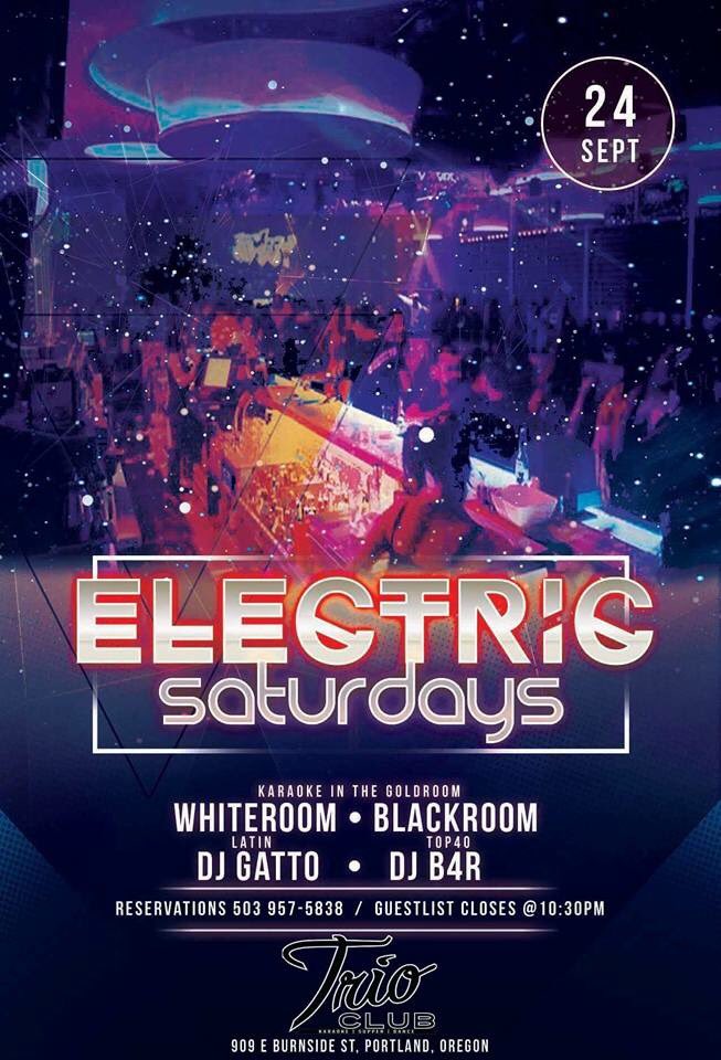 It's Friday - time to come out to Trio for two dance floors and a karaoke room! Tomorrow don't miss #ElectricSaturday 💃😊 #DJs #PDXClub