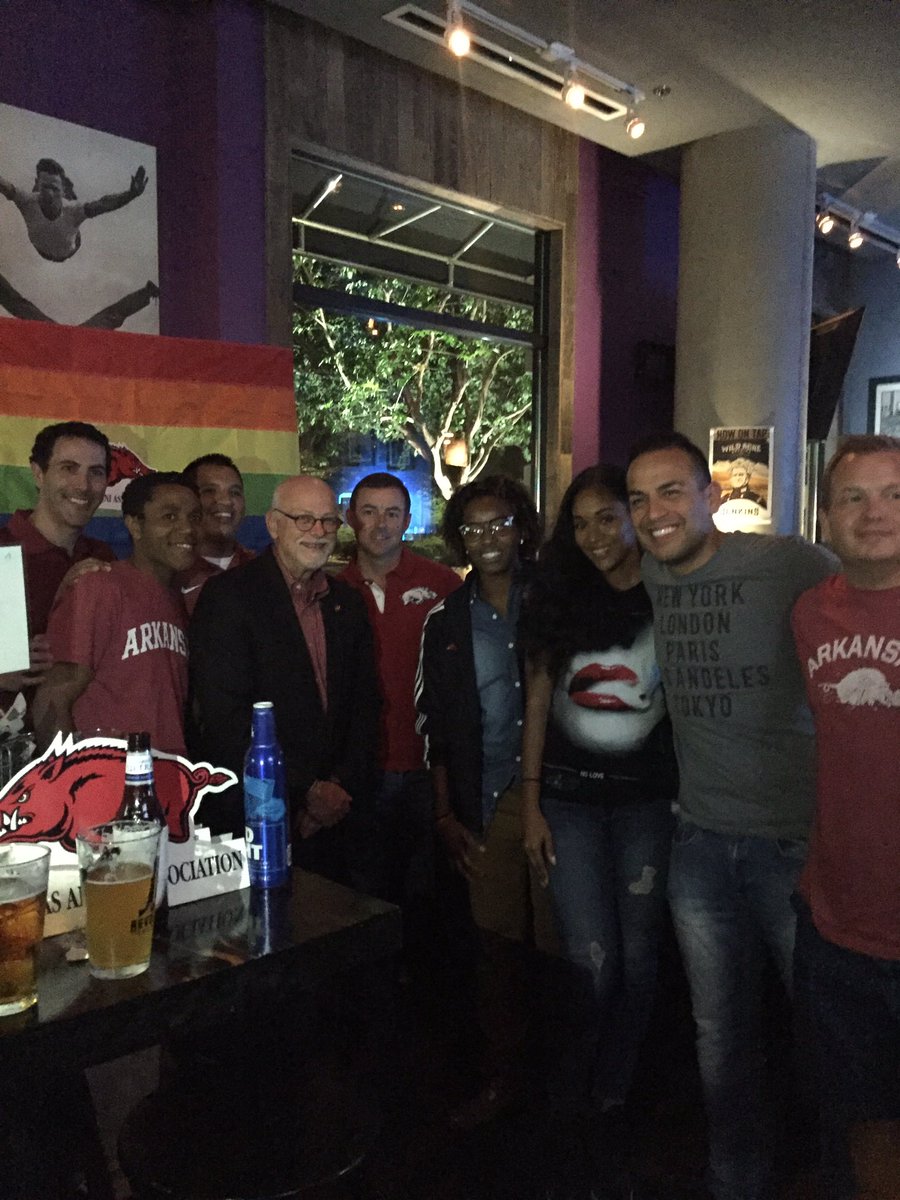JoeSteinmetz's tweet photo. Thanks for the invite to the UA and TAMU LGBTQ pregame gathering at the Cedar Springs Tap House.  Go Hogs! https://t.co/MOlapXmYPa