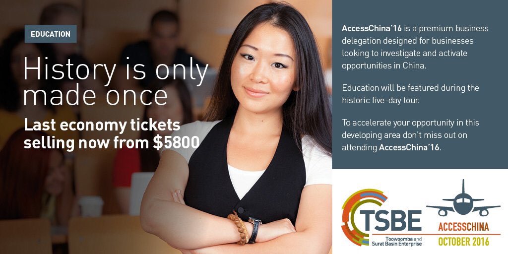 TSBEnterprise's tweet image. Accelerate your journey at accesschina16.com.au #education #technology #Australia #China #chAFTA #innovation #TSBE #Uni #AccessChina'16