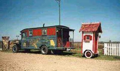 RoamingTimes's tweet photo. Hey! It's Chitty Chitty Bang Bang's Flying Toilet! #GrandpaPotts #Caractacus #rv #withoutapot #bringitalong #outhouseonwheels https://t.co/WFqAfX0u87