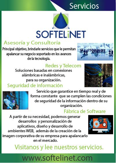 softelinet's tweet photo. Visitanos en nuestra web o comunícate con nosotros
#softelinet #Tecnologia #technology #servicios #viernes #telecom #consultoria #software https://t.co/0Rqw0V5D6i