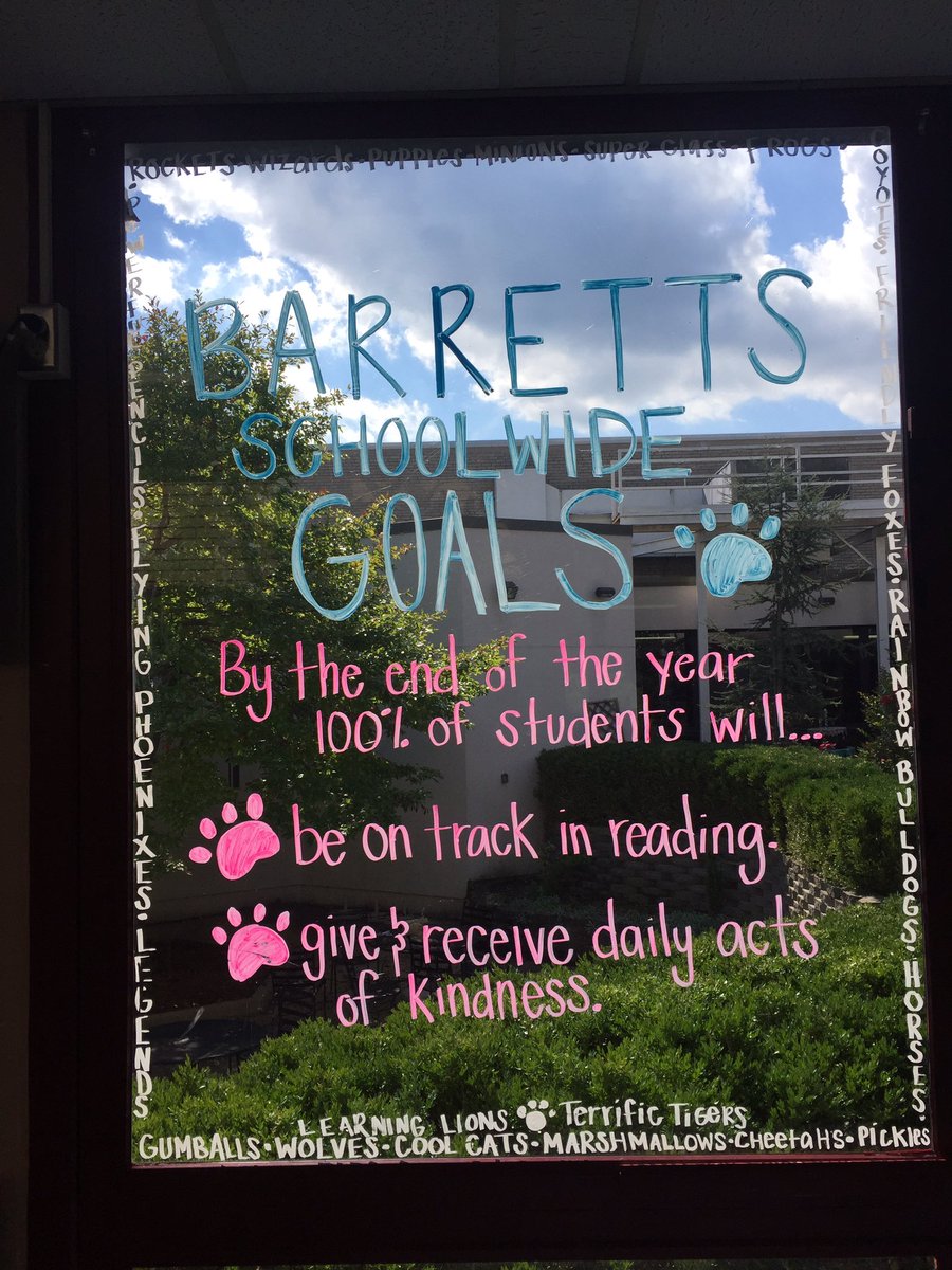 Check out our school-wide goals!  We are ready to work hard! <a href="/BarrettsElem/">Barretts Elementary</a> #goalsetting #TLiM