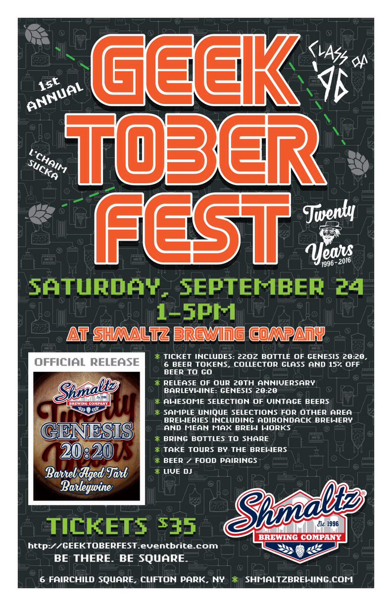 JeremyCowanSBC's tweet photo. Welcome Beer Nerd Tribe! 1st Ann #Geektoberfest Sat 1-5pm w Genesis 20:20 w @empirebrew @MeanMaxBrew @adkbrewery !! https://t.co/gEuMIfDqMo