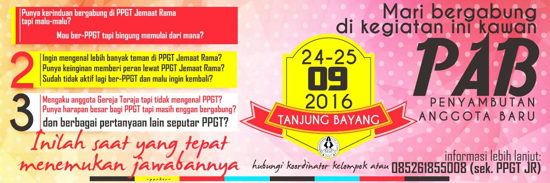 Selamat pagi rekan-rekan PPGT RAMA ,jangan lupaa hari ini PAB ,kumpul di Gereja jam 4 sore yaaa .see you guys .GBU